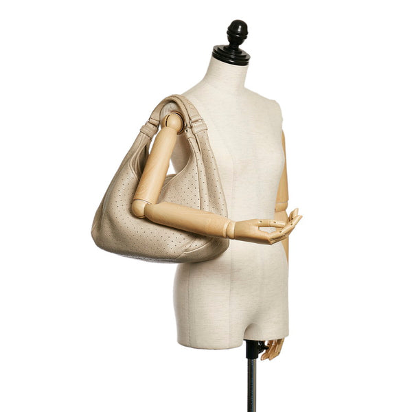 ボッテガヴェネタ パンチング ハンドバッグ ショルダーバッグ ベージュ レザー レディース BOTTEGAVENETA 【中古】