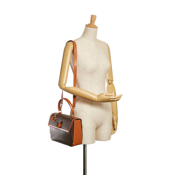 セリーヌ マカダム ハンドバッグ ショルダーバッグ 2WAY ブラウン PVC レザー レディース CELINE 【中古】
