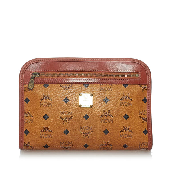 エム シー エム ヴィセトス セカンドバッグ ブラウン PVC レザー メンズ MCM 【中古】