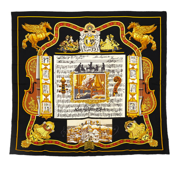 エルメス カレ90 IN SALZBURG ザルツブルクにて スカーフ ブラック マルチ シルク レディース HERMES 【中古】