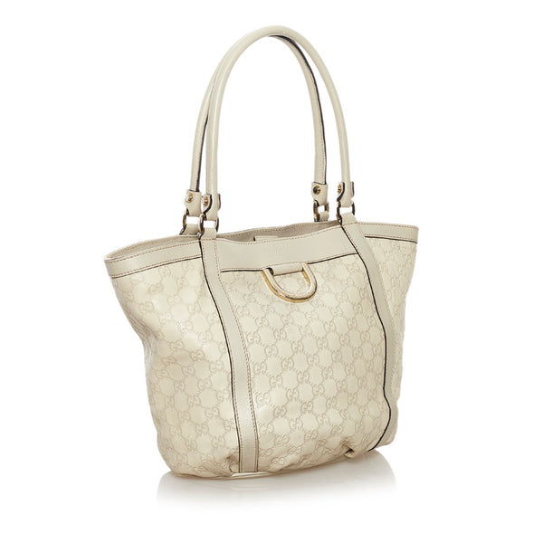 グッチ グッチシマ アビー ハンドバッグ ショルダーバッグ  211982 ホワイト アイボリー レザー レディース GUCCI 【中古】