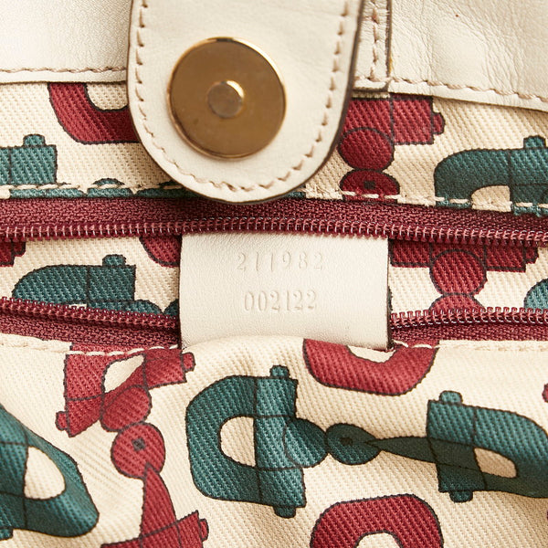 グッチ グッチシマ アビー ハンドバッグ ショルダーバッグ  211982 ホワイト アイボリー レザー レディース GUCCI 【中古】