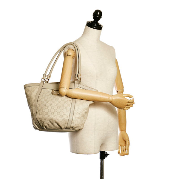 グッチ グッチシマ アビー ハンドバッグ ショルダーバッグ  211982 ホワイト アイボリー レザー レディース GUCCI 【中古】