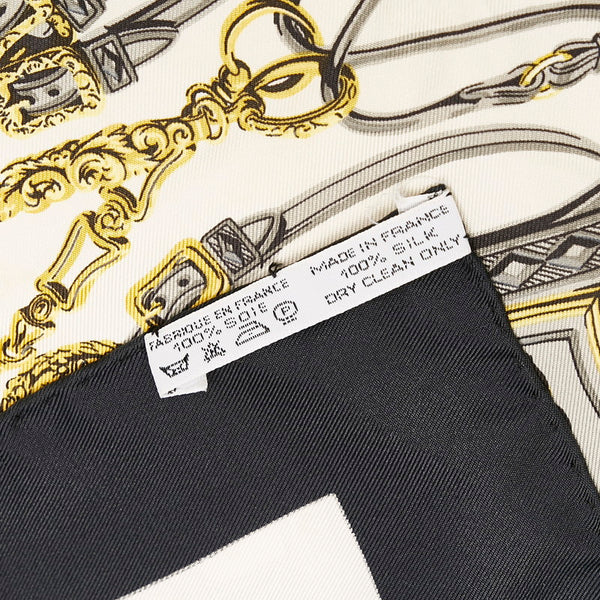エルメス カレ45 BRIDES de GALA 式典用馬勒 スカーフ ブラック シルク レディース HERMES 【中古】