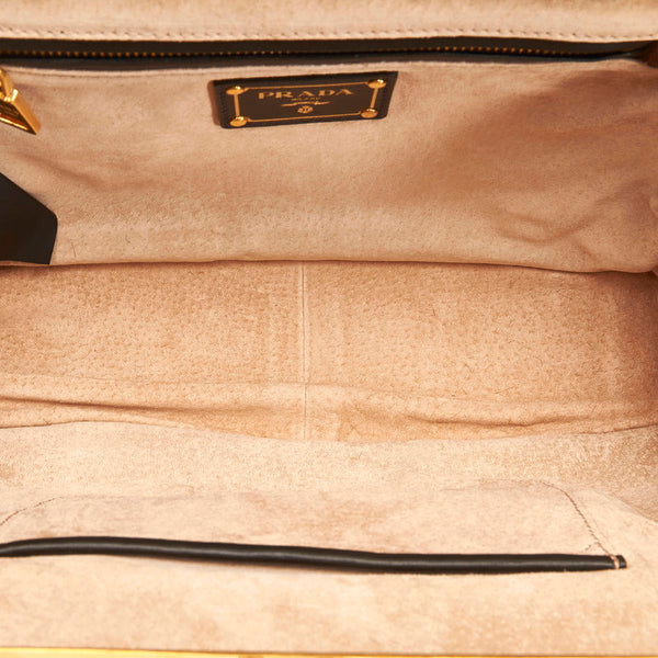 プラダ レオパード 斜め掛け  ショルダーバッグ 2WAY ブラウン ブラック ゴールド ハラコ レザー レディース PRADA 【中古】