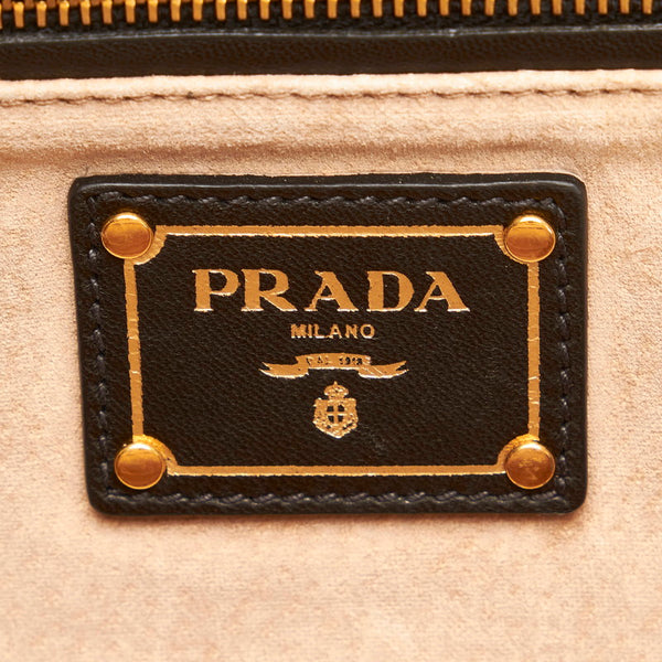 プラダ レオパード 斜め掛け  ショルダーバッグ 2WAY ブラウン ブラック ゴールド ハラコ レザー レディース PRADA 【中古】