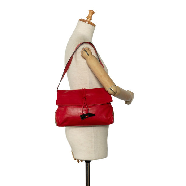 バーバリー ノバチェック シャドーホース ワンショルダー レッド マルチカラー レザー PVC レディース BURBERRY 【中古】
