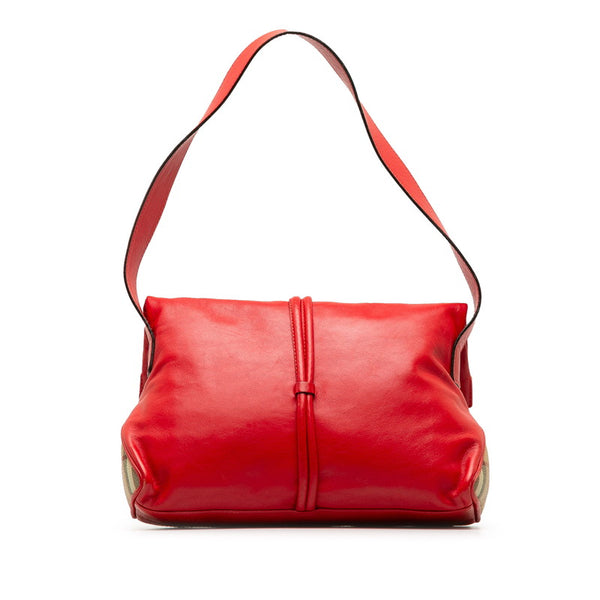 バーバリー ノバチェック シャドーホース ワンショルダー レッド マルチカラー レザー PVC レディース BURBERRY 【中古】