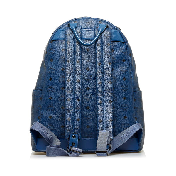 エム シー エム ヴィセトス ロゴグラム スタッズ リュック バックパック ネイビー PVC レザー レディース MCM 【中古】