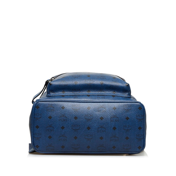 エム シー エム ヴィセトス ロゴグラム スタッズ リュック バックパック ネイビー PVC レザー レディース MCM 【中古】