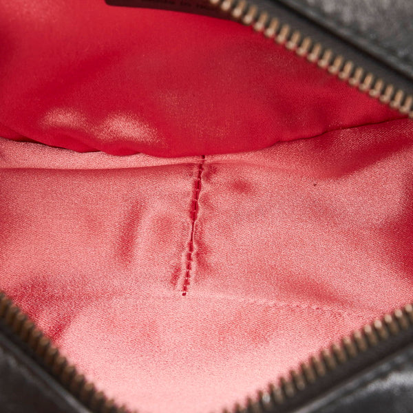 グッチ GGマーモント ハート 斜め掛け チェーン ショルダーバッグ 448065 ブラック ホワイト レザー レディース GUCCI 【中古】