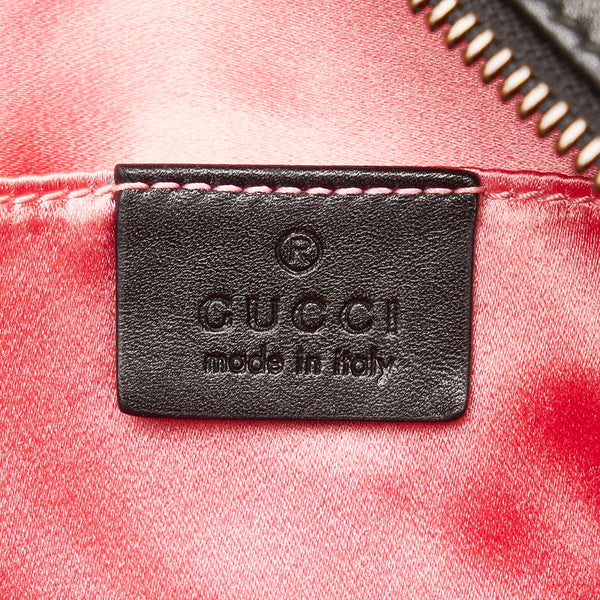 グッチ GGマーモント ハート 斜め掛け チェーン ショルダーバッグ 448065 ブラック ホワイト レザー レディース GUCCI 【中古】