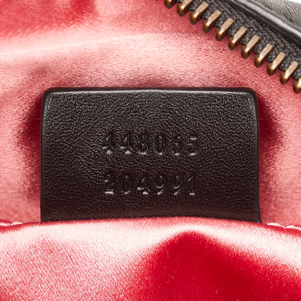 グッチ GGマーモント ハート 斜め掛け チェーン ショルダーバッグ 448065 ブラック ホワイト レザー レディース GUCCI 【中古】