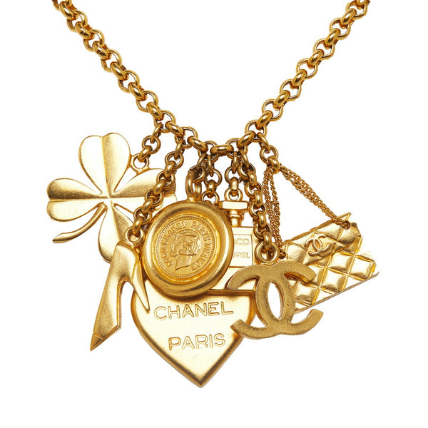 シャネル ヴィンテージ アイコンチャーム ココマーク マトラッセバッグ ハート ネックレス ゴールド メッキ レディース CHANEL 【中古】