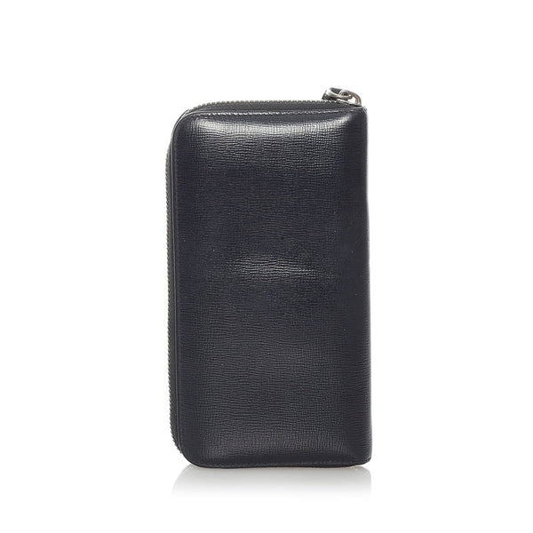 バーバリー ラウンドファスナー 長財布 ブラック レザー メンズ BURBERRY 【中古】