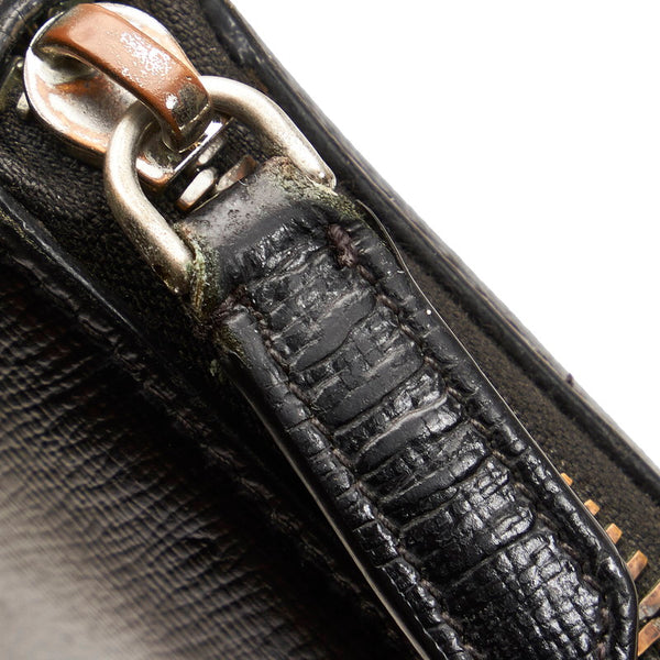 バーバリー ラウンドファスナー 長財布 ブラック レザー メンズ BURBERRY 【中古】