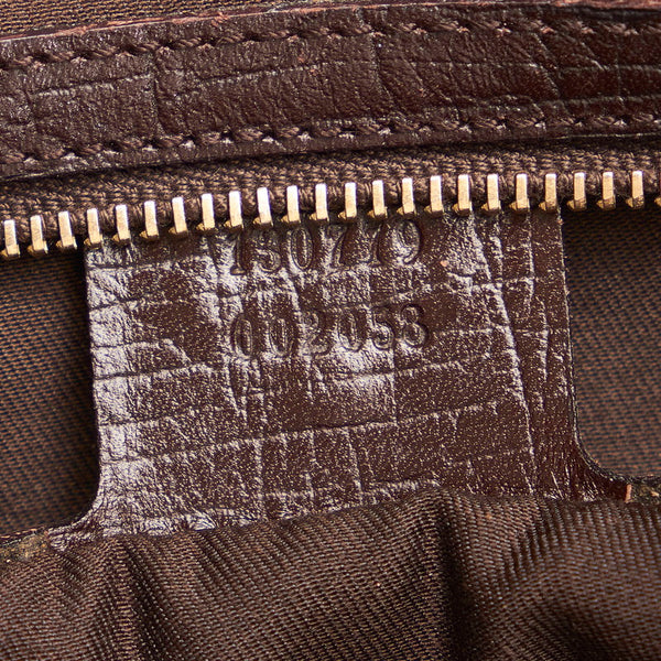 グッチ GGキャンバス シェリーライン ワンショルダーバッグ 130779 ベージュ ブラウン キャンバス レザー レディース GUCCI 【中古】