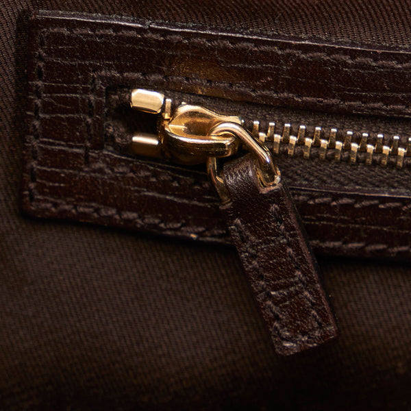 グッチ GGキャンバス シェリーライン ワンショルダーバッグ 130779 ベージュ ブラウン キャンバス レザー レディース GUCCI 【中古】