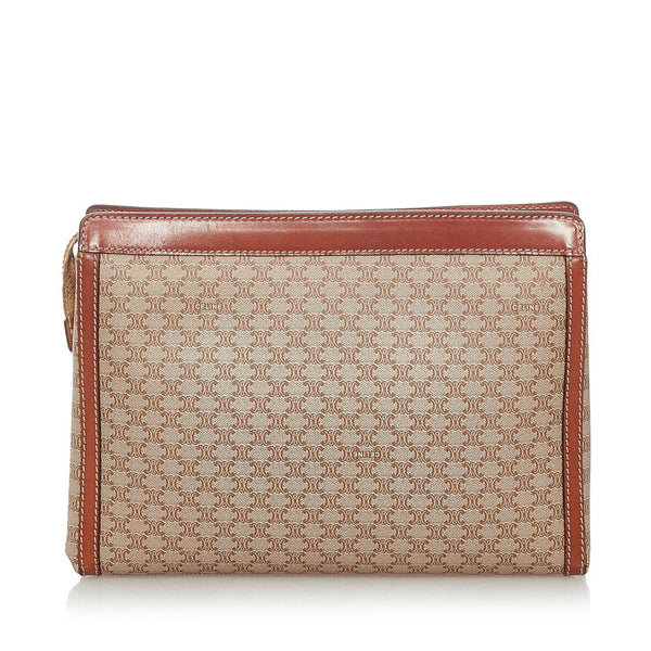 セリーヌ マカダム セカンドバッグ ベージュ ブラウン PVC レザー レディース CELINE 【中古】
