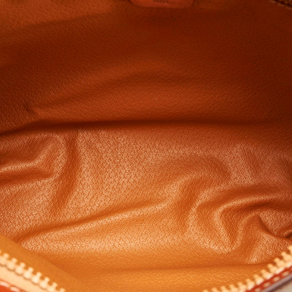 セリーヌ マカダム セカンドバッグ ベージュ ブラウン PVC レザー レディース CELINE 【中古】