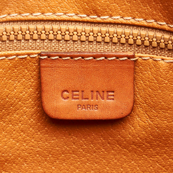 セリーヌ マカダム セカンドバッグ ベージュ ブラウン PVC レザー レディース CELINE 【中古】