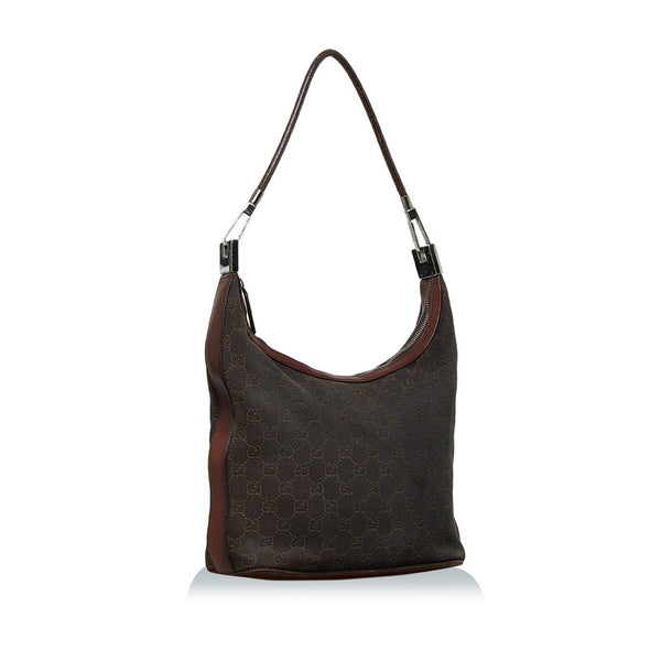 グッチ GGキャンバス ハンドバッグ ワンショルダーバッグ 01234 ブラウン キャンバス レザー レディース GUCCI 【中古】