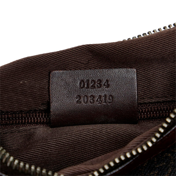 グッチ GGキャンバス ハンドバッグ ワンショルダーバッグ 01234 ブラウン キャンバス レザー レディース GUCCI 【中古】