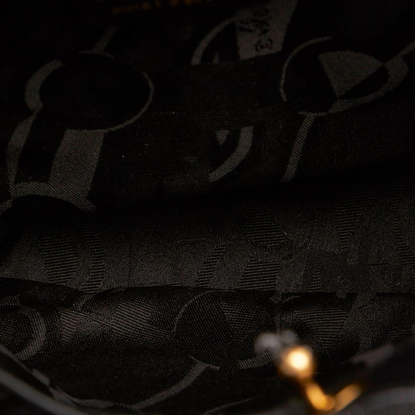 サルヴァトーレフェラガモ ヴァラ ティアード リュック バックパック AU-21 5666 ブラック キャンバス レザー レディース Salvatore Ferragamo 【中古】