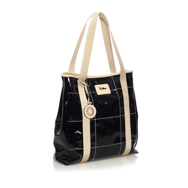 サルヴァトーレフェラガモ ハンドバッグ AU-21/6795 ブラック ベージュ エナメル キャンバス レディース Salvatore Ferragamo 【中古】