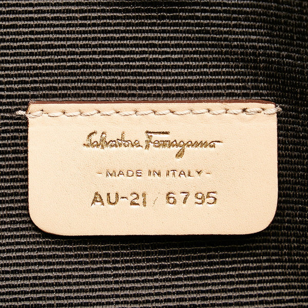 サルヴァトーレフェラガモ ハンドバッグ AU-21/6795 ブラック ベージュ エナメル キャンバス レディース Salvatore Ferragamo 【中古】