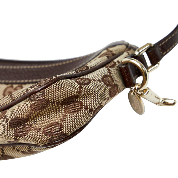 グッチ GGキャンバス ポーチ アクセサリーポーチ 154432 ベージュ ブラウン キャンバス レザー レディース GUCCI 【中古】