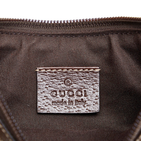 グッチ GGキャンバス ポーチ アクセサリーポーチ 154432 ベージュ ブラウン キャンバス レザー レディース GUCCI 【中古】