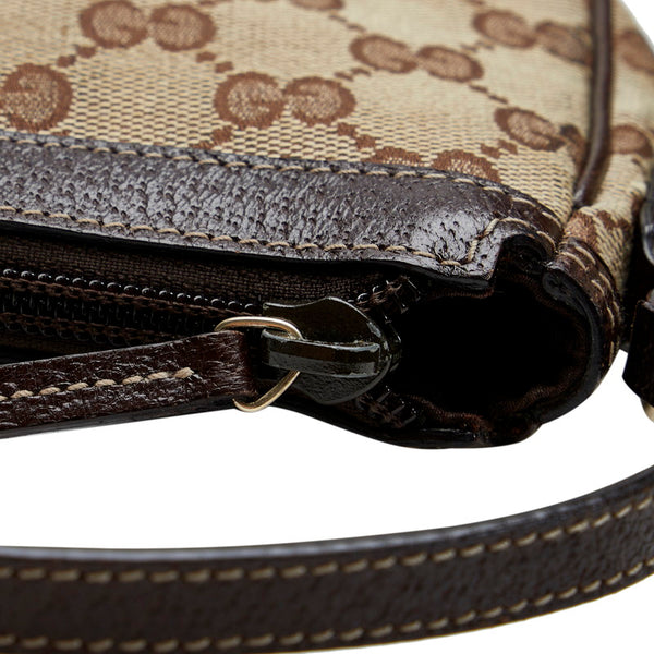 グッチ GGキャンバス ポーチ アクセサリーポーチ 154432 ベージュ ブラウン キャンバス レザー レディース GUCCI 【中古】