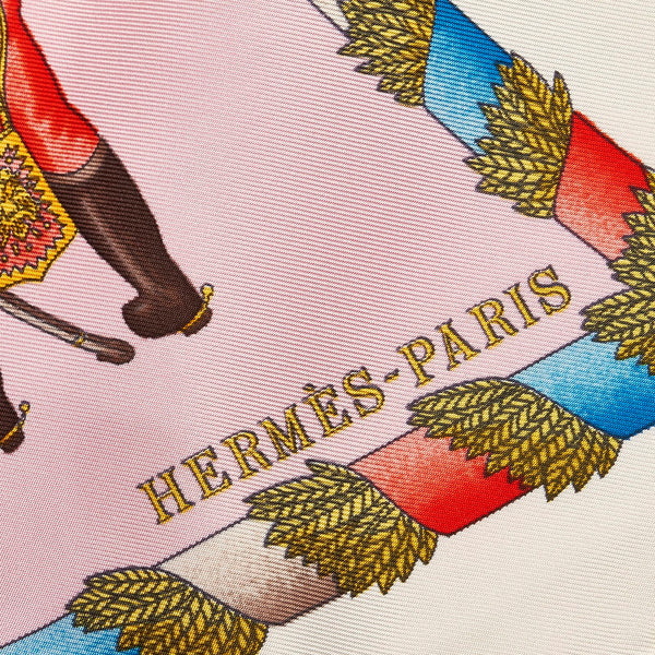 エルメス カレ90 L'ARMEE IMPERI ALE RUSSE ロシア軍事博物館 スカーフ ピンク ホワイト シルク レディース HERMES 【中古】
