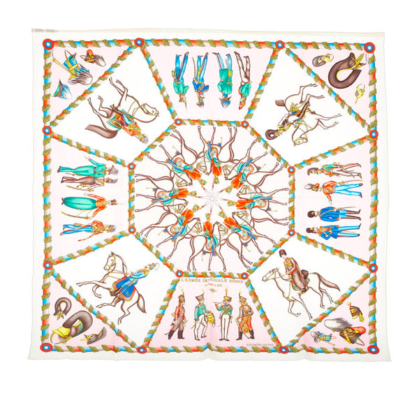 エルメス カレ90 L'ARMEE IMPERI ALE RUSSE ロシア軍事博物館 スカーフ ピンク ホワイト シルク レディース HERMES 【中古】