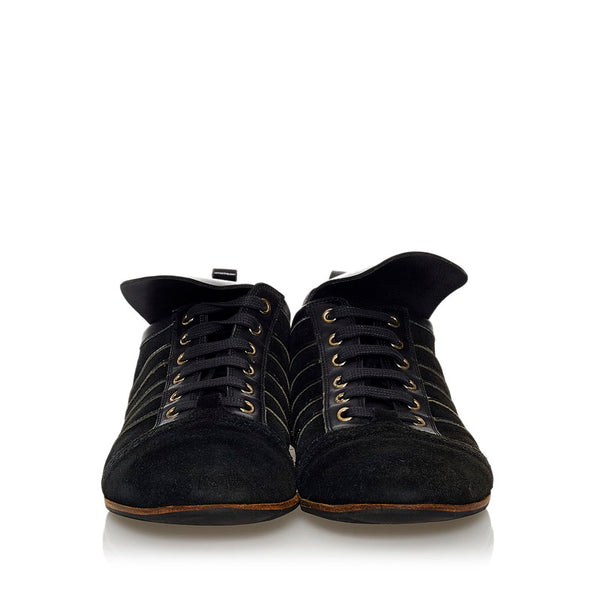 グッチ ローカット スニーカー 142634 ブラック スウェード レザー メンズ GUCCI 【中古】