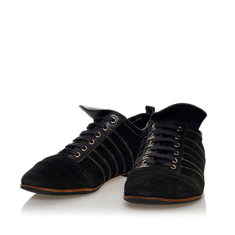 グッチ ローカット スニーカー 142634 ブラック スウェード レザー メンズ GUCCI 【中古】