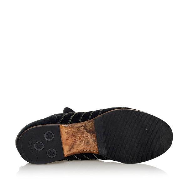 グッチ ローカット スニーカー 142634 ブラック スウェード レザー メンズ GUCCI 【中古】