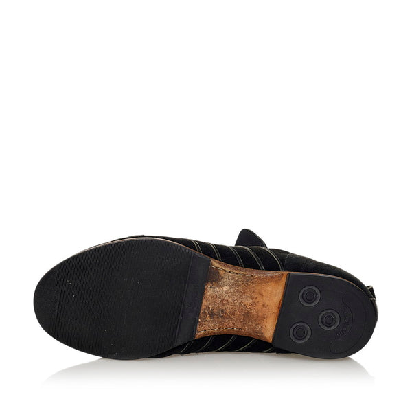 グッチ ローカット スニーカー 142634 ブラック スウェード レザー メンズ GUCCI 【中古】