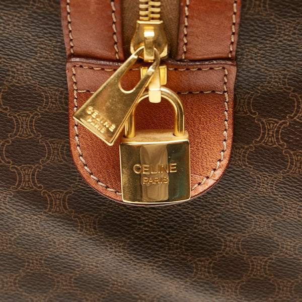 セリーヌ マカダム ボストンバッグ トラベルバッグ 旅行用バッグ ブラウン PVC レザー レディース CELINE 【中古】