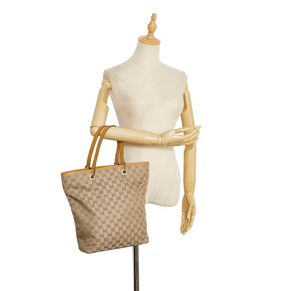グッチ GGキャンバス ハンドバッグ トートバッグ 002 1098 ベージュ ブラウン キャンバス レザー レディース GUCCI 【中古】