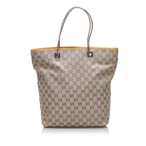 グッチ GGキャンバス ハンドバッグ トートバッグ 002 1098 ベージュ ブラウン キャンバス レザー レディース GUCCI 【中古】