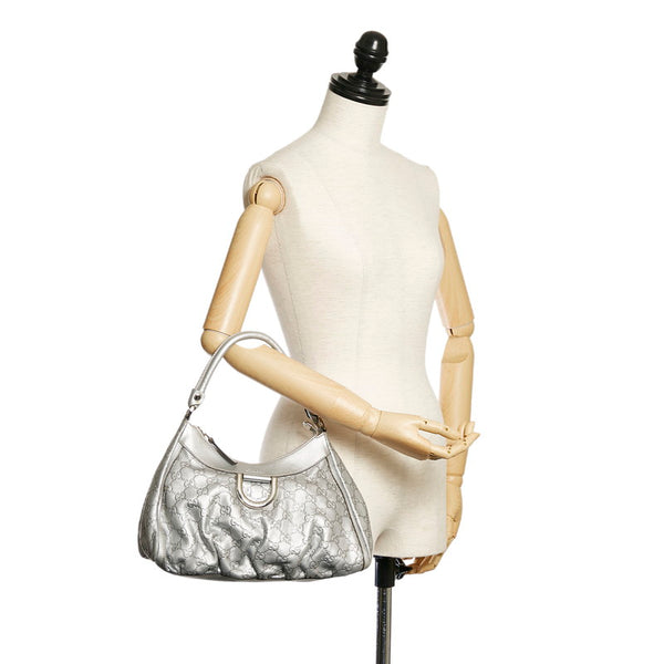 グッチ グッチシマ アビー 190525 シルバー レザー ワンショルダー レディース GUCCI 【中古】