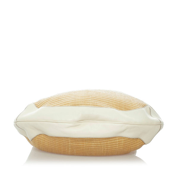 グッチ バンブー ハンドバッグ ショルダーバッグ 2WAY 169976 ベージュ アイボリー ラフィア レザー レディース GUCCI 【中古】