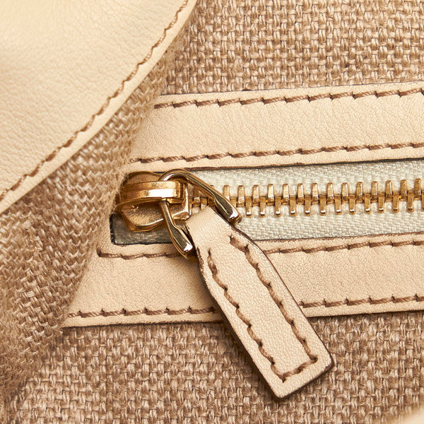 グッチ バンブー ハンドバッグ ショルダーバッグ 2WAY 169976 ベージュ アイボリー ラフィア レザー レディース GUCCI 【中古】