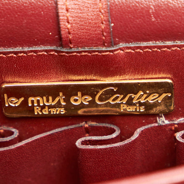 カルティエ マスト ショルダーバッグ ボルドー レザー レディース CARTIER 【中古】
