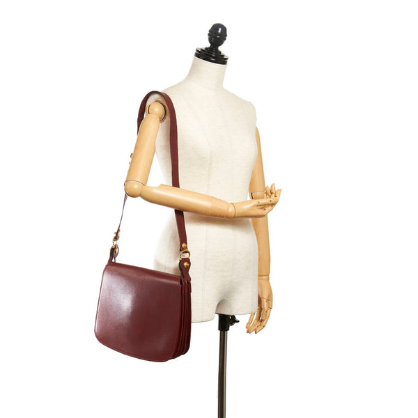 カルティエ マスト ショルダーバッグ ボルドー レザー レディース CARTIER 【中古】