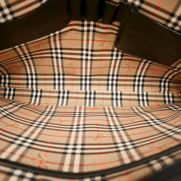 バーバリー ノバチェック セカンドバッグ ブラック レザー メンズ BURBERRY 【中古】
