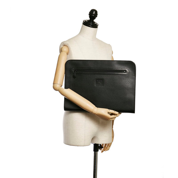 バーバリー ノバチェック セカンドバッグ ブラック レザー メンズ BURBERRY 【中古】