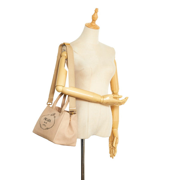 プラダ カナパSS トートバッグ ショルダーバッグ 2WAY 1BG439 ベージュ キャンバス レディース PRADA 【中古】